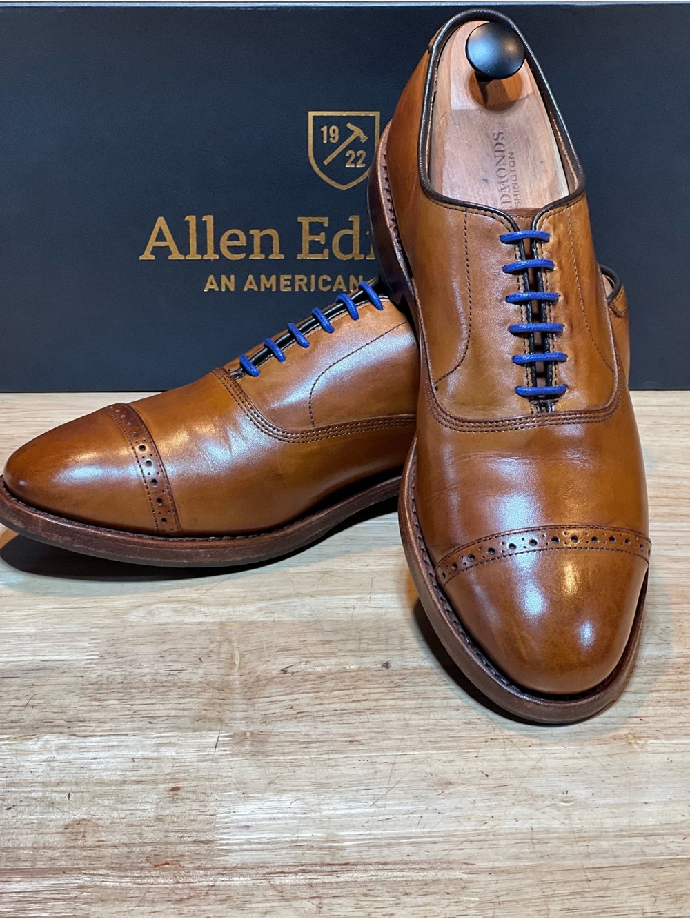 Allen Edmonds Fifth Avenue Men’s Walnut Leather Cap Toe Oxfords Sz 9D Made 🇺🇸
